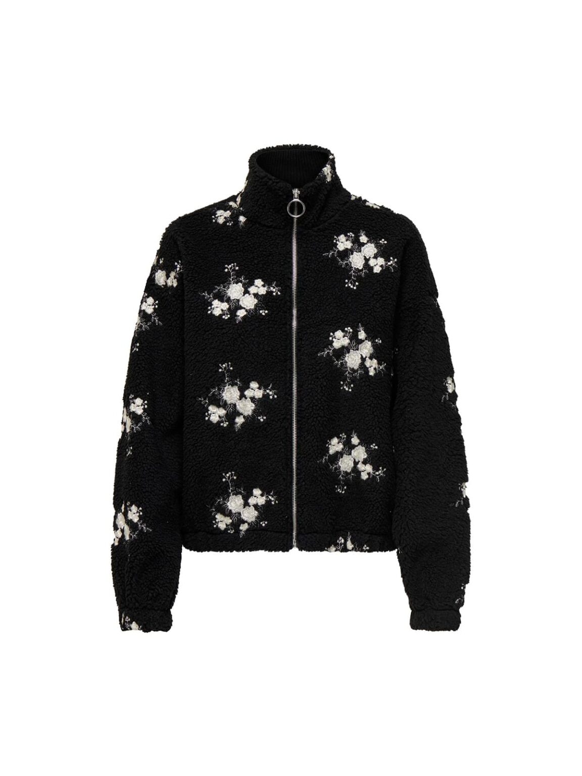 achtgrad. Dinklage Teddyjacke schwarz Blüten ONLVALENTINA