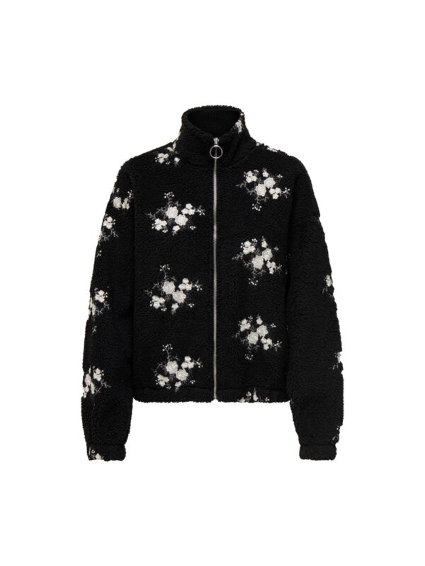 achtgrad. Dinklage Teddyjacke schwarz Blüten ONLVALENTINA