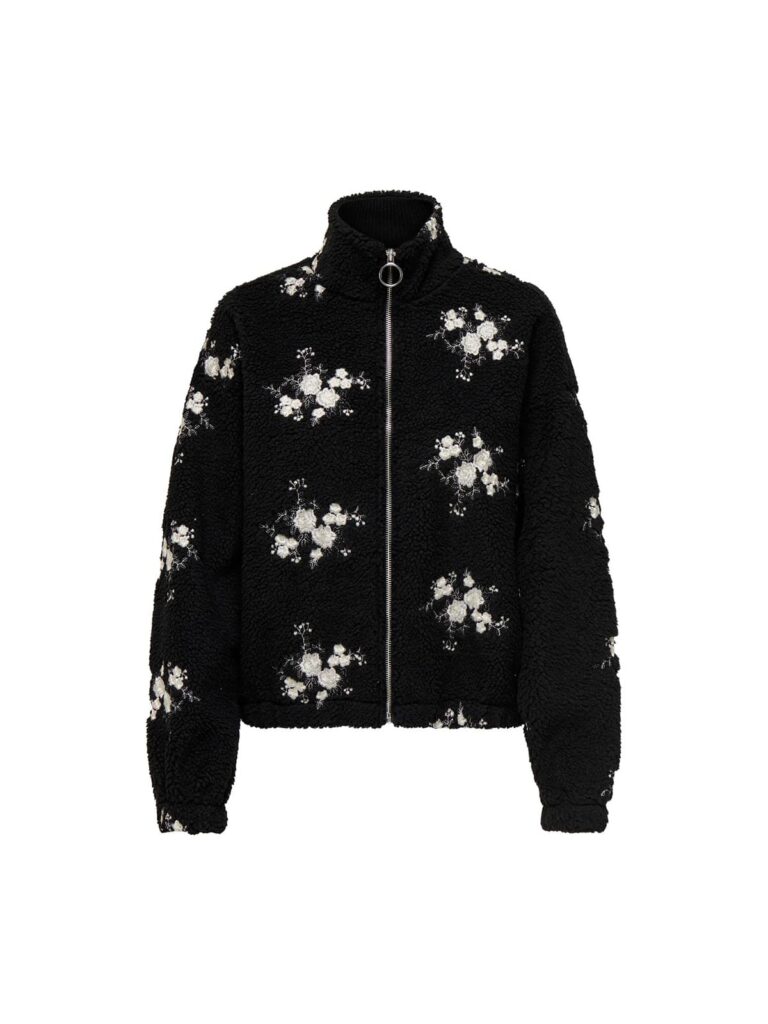achtgrad. Dinklage Teddyjacke schwarz Blüten ONLVALENTINA
