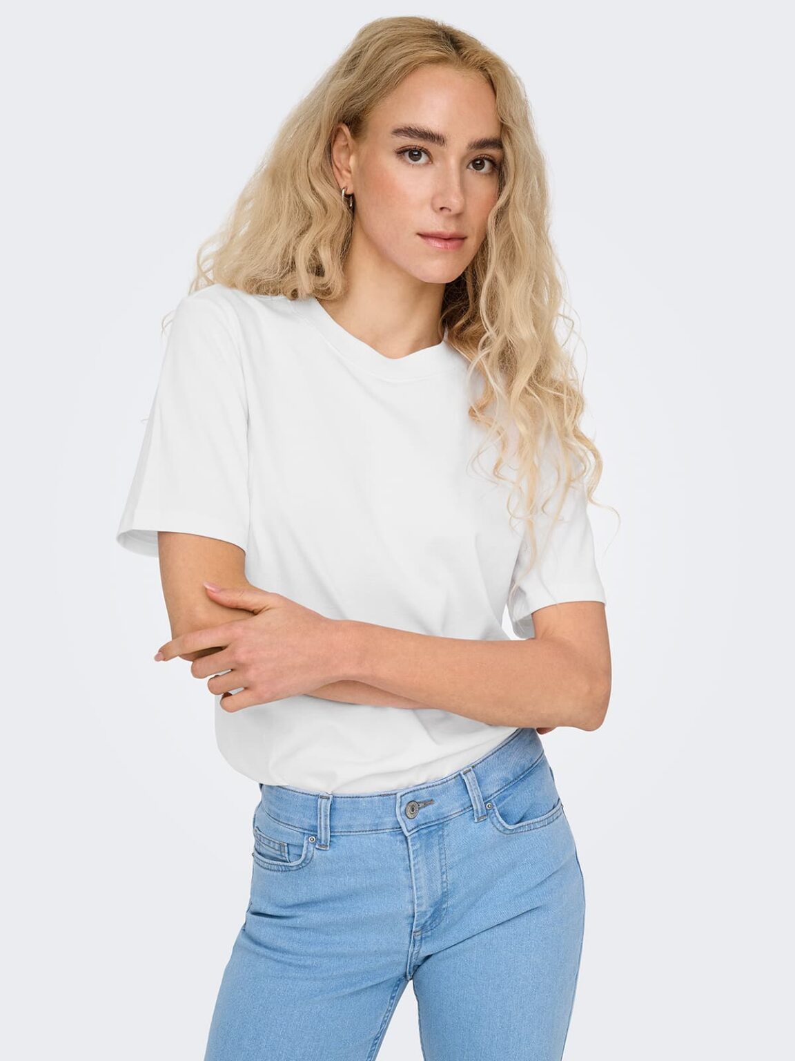 achtgrad. Dinklage ONLMONJA Basic T-Shrit weiss