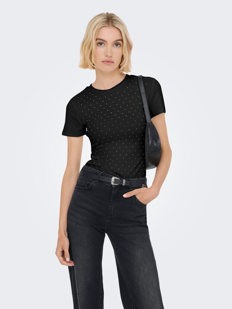 achtgrad. Dinklage ONLARNHEM Glitzer T-Shirt schwarz