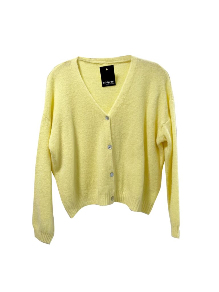 achtgrad. Dinklage Strickjacke Alpaka Langarm V-Ausschnitt Knöpfe butteryellow