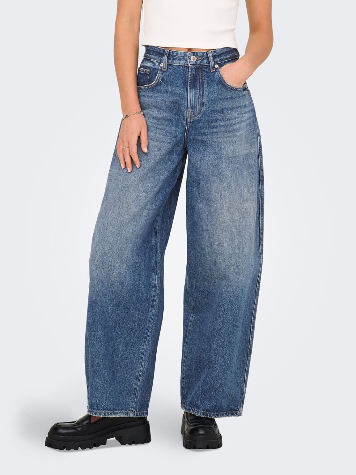 achtgrad. Dinklage Only Barrel Jeans Taylor 15352198 dark blue denim