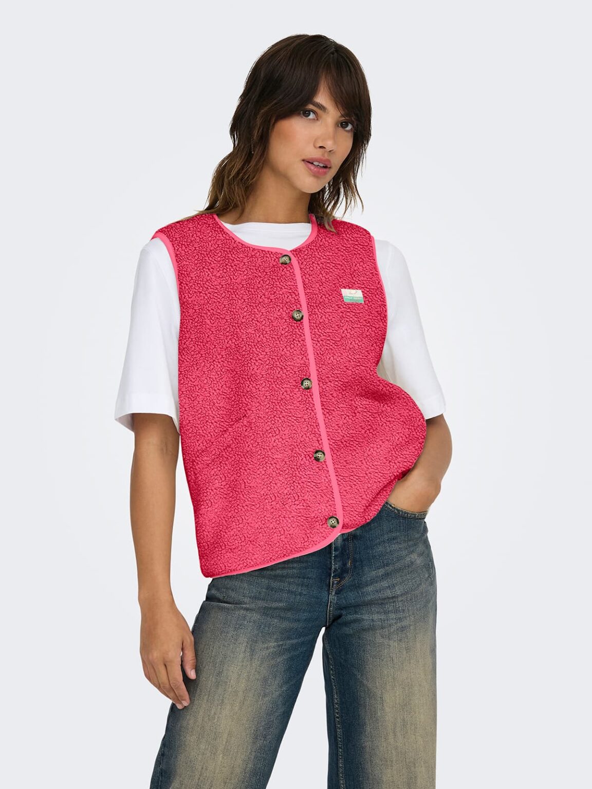 achtgrad. Dinklage ONLY ONLBABY Teddyweste pink lemonade