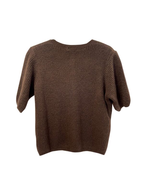 achtgrad. Dinklage Strickjacke kurzarm gerippt Rundhals Knöpfe Braun