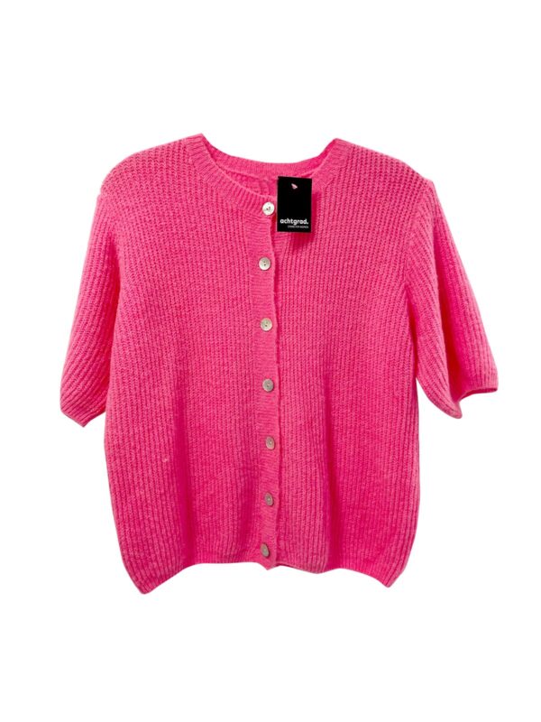 achtgrad. Dinklage Strickjacke kurzarm gerippt Rundhals Knöpfe pink hellpink