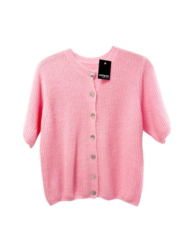 achtgrad. Dinklage Strickjacke kurzarm gerippt Rundhals Knöpfe rosa