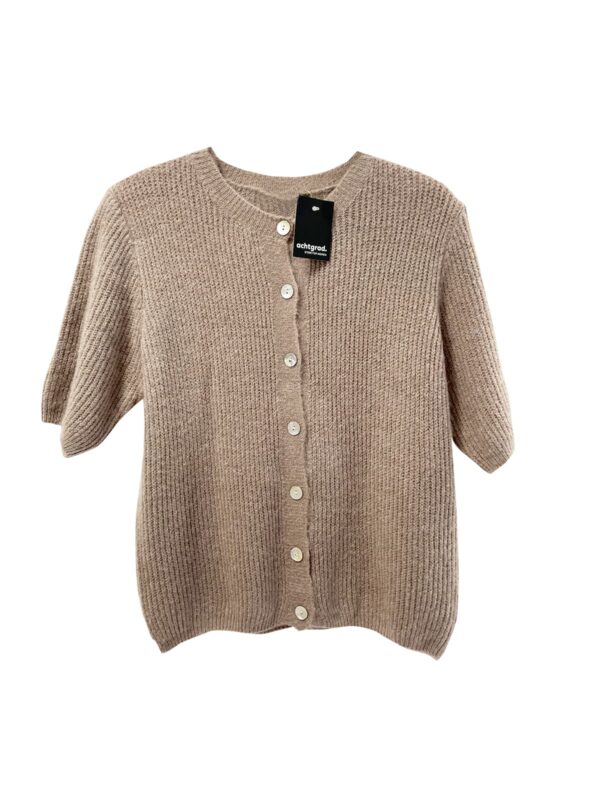 achtgrad. Dinklage Strickjacke kurzarm gerippt Rundhals Knöpfe Taupe