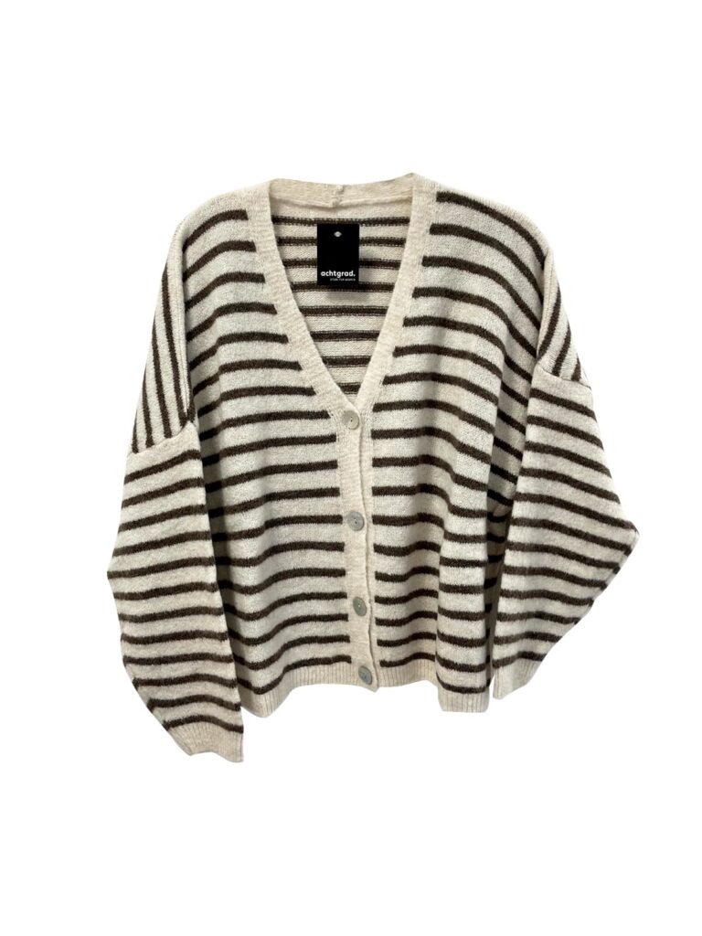achtgrad. Dinklage Strickjacke gestreift Streifen beige braun