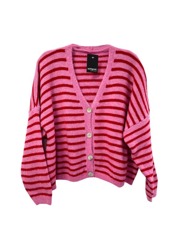achtgrad. Dinklage Strickjacke rot-rosa gestreift Streifen