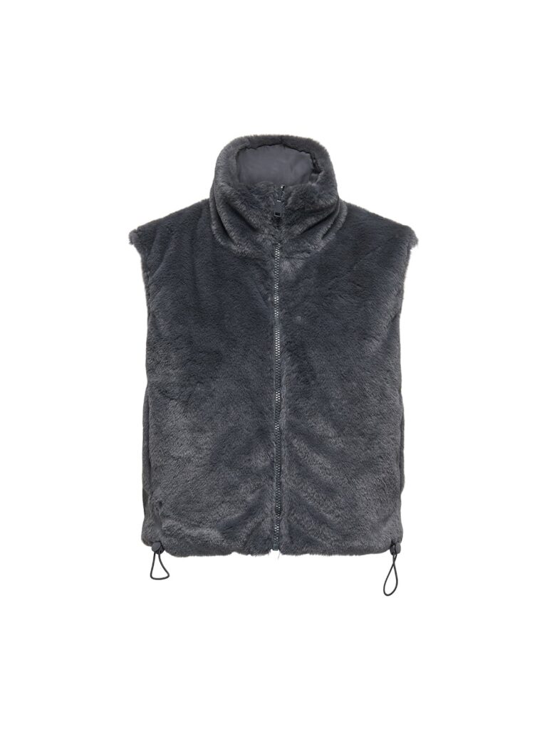 achtgrad. Dinklage ONLY ONLDANA Wendeweste Plüschweste blackened pearl anthrazit