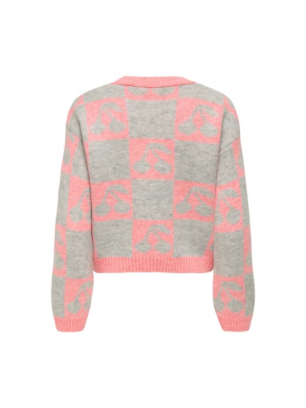 achtgrad. Dinklage ONLHAPPIE Pullover Strawberry Ice Light Gray/Melange/Cherry