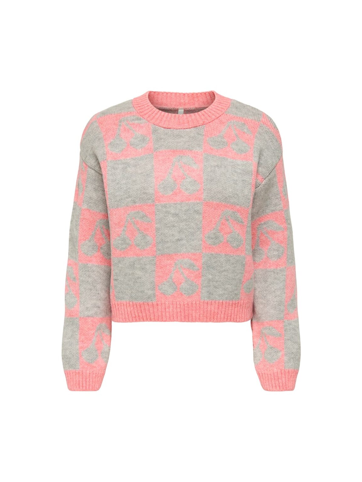 achtgrad. Dinklage ONLHAPPIE Pullover Strawberry Ice Light Gray/Melange/Cherry