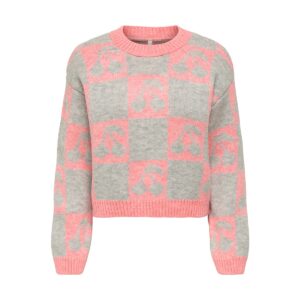 achtgrad. Dinklage ONLHAPPIE Pullover Strawberry Ice Light Gray/Melange/Cherry