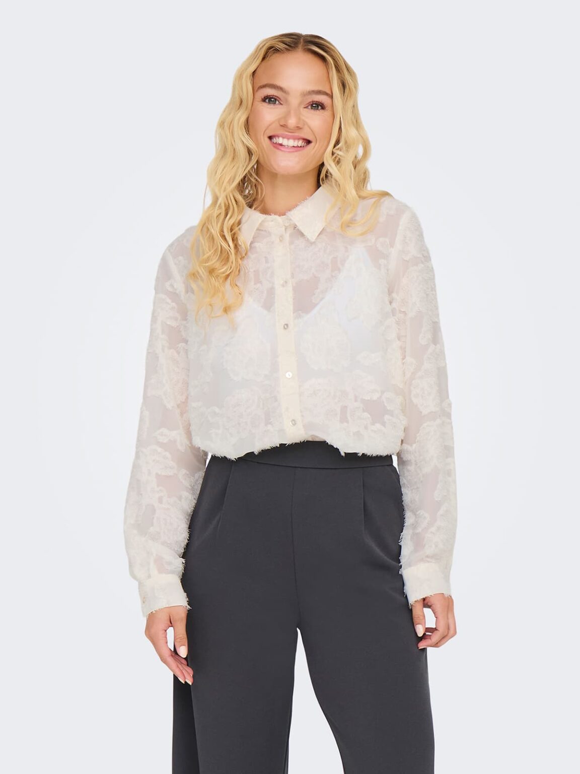 achtgrad. Dinklage JDY MAIA Bluse Hemd cloud dancer