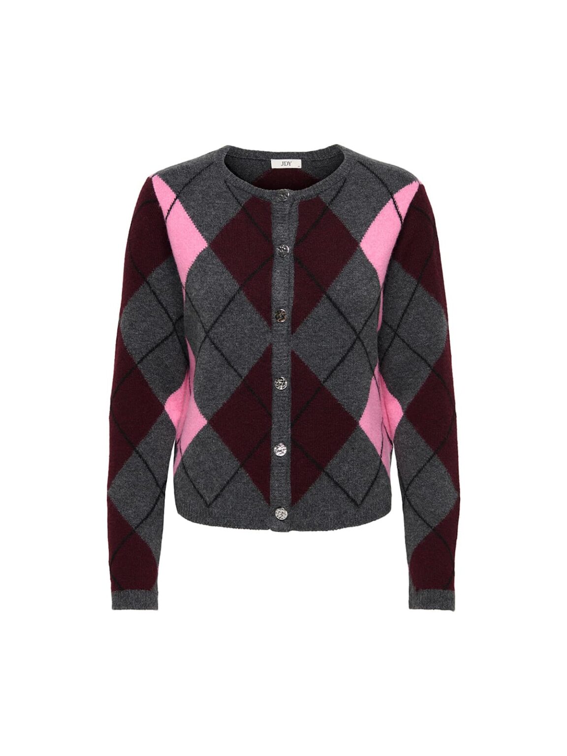 achtgrad. Dinklage JDYRUE Strickjacke Cardigan Karo dark grey melange