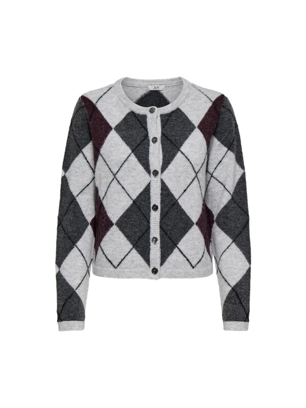 achtgrad. Dinklage JDYRUE Strickjacke Cardigan Karo light grey melange