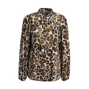 achtgrad. Dinklage Smith & Soul Ruffle Neck Bluse choco print