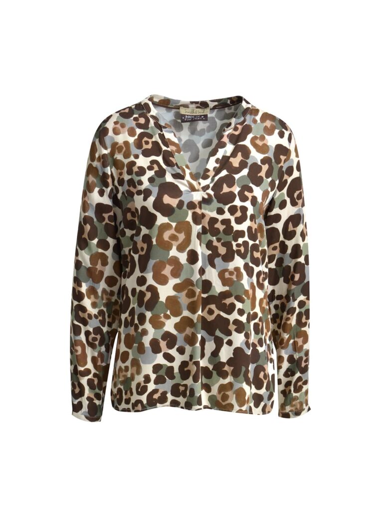 achtgrad. Dinklage Smit & Soul Jersey T-Shirt Bluse choc print